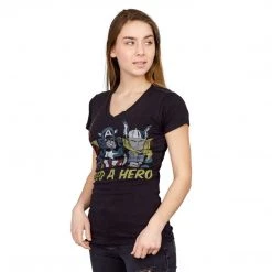 Awake Marvel Comics I Need A Hero Black V-neck T-shirt Shirts / Tops