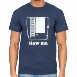 Art Box GAMES Nintendo Blow Me Navy Adult T-shirt