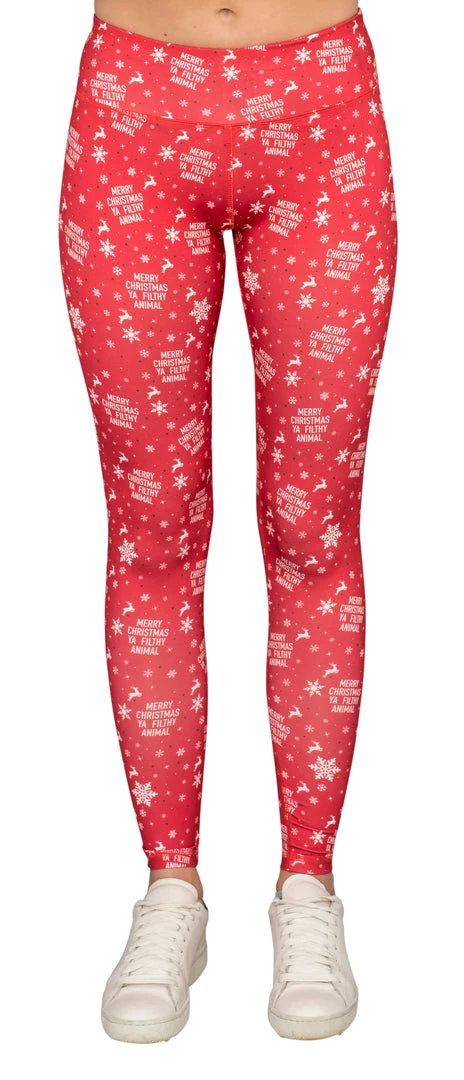 Costume Agent MOVIES Merry Christmas Ya Filthy Animal Women's Red Leggings 3 Costume Agent MOVIES Merry Christmas Ya Filthy Animal Women's Red Leggings