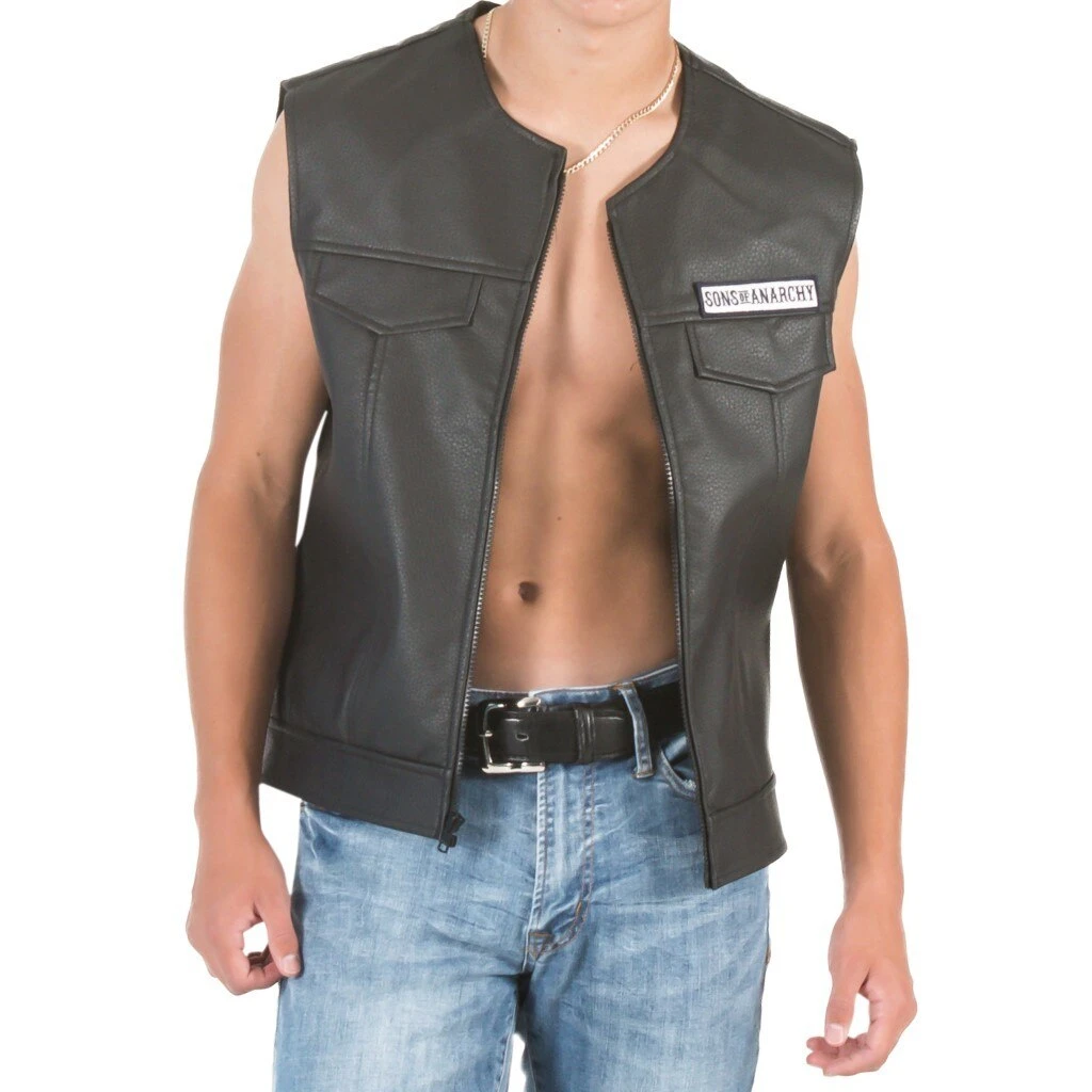 Piston Clothing Sweaters & Sweatshirts SOA Black Leather Highway Biker Vest 2 Piston Clothing Sweaters & Sweatshirts SOA Black Leather Highway Biker Vest