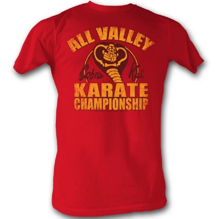 American Classics Action / Adventure Karate Kid All Valley Karate Championship Cobra Kai Adult Red T-Shirt 1 American Classics Action / Adventure Karate Kid All Valley Karate Championship Cobra Kai Adult Red T-Shirt