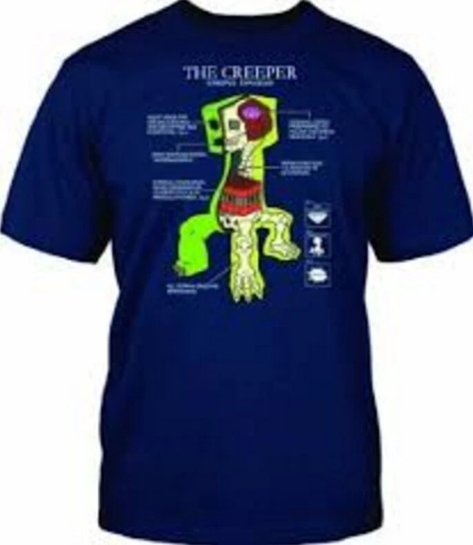 Vendor-unknown Minecraft Game The Creeper Creepus Explodus Anatomy T-Shirt 1 Vendor-unknown Minecraft Game The Creeper Creepus Explodus Anatomy T-Shirt