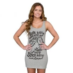 Ripple Junction Soft Kitty Warm Kitty Juniors Grey Costume Tank Dress Dresses / Leggings