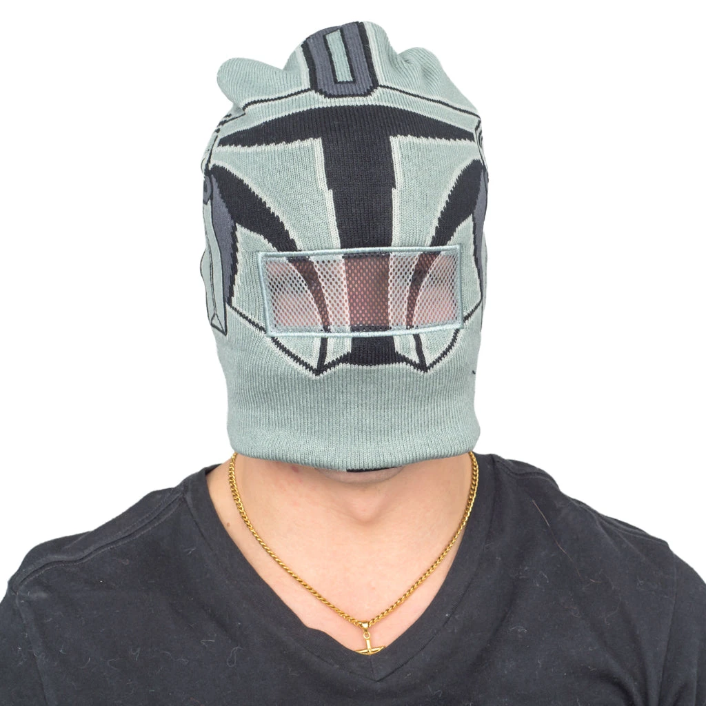 Concept One Star Wars Mandalorian Beanie Hat And Mask Helmet Grey 2 Concept One Star Wars Mandalorian Beanie Hat And Mask Helmet Grey