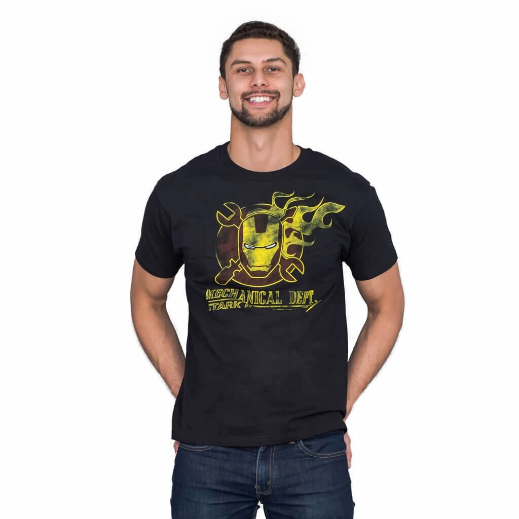 Mighty Fine Stark Industries Mechanical Department Vintage Distressed T-Shirt Men's Shirts 1 Mighty Fine Stark Industries Mechanical Department Vintage Distressed T-Shirt Men's Shirts