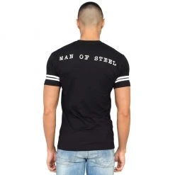 Kids Republic Superman Distressed Logo With Striped Sleeves T-shirt