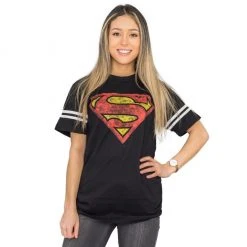 Kids Republic Superman Distressed Logo With Striped Sleeves T-shirt