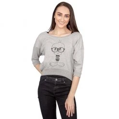 Fifth Sun Tweety Bird Chick With Brains Cropped Sweatshirt