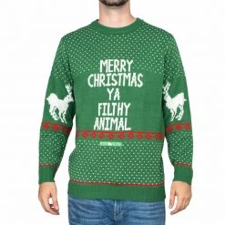 Costume Agent Ugly Christmas Sweater Merry Christmas Ya Filthy Animal Sweaters & Sweatshirts