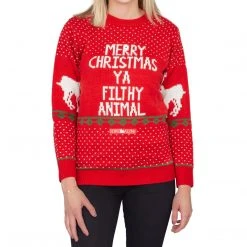 Costume Agent Ugly Christmas Sweater Merry Christmas Ya Filthy Animal Sweaters & Sweatshirts