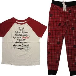 Vendor-unknown Underboss Super Natural Castiel Pray Pants And Shirt Pajama Set Pajamas / Underwear