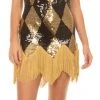 Underboss Harley Quinn Sequin Chemise Costume Dress With Fringe