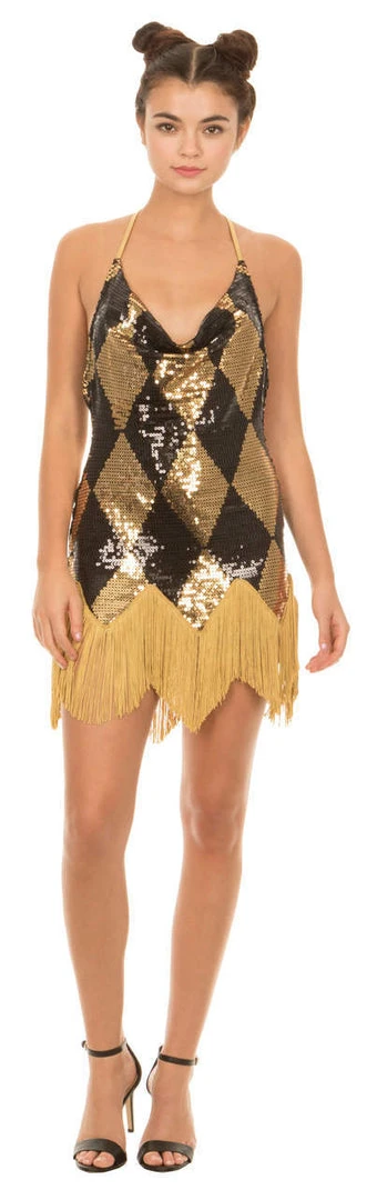 Underboss Harley Quinn Sequin Chemise Costume Dress With Fringe 1 Underboss Harley Quinn Sequin Chemise Costume Dress With Fringe