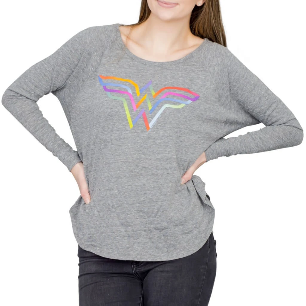 Junk Food Wonder Woman Rainbow Logo Long Sleeve T-Shirt Shirts / Tops 1 Junk Food Wonder Woman Rainbow Logo Long Sleeve T-Shirt Shirts / Tops