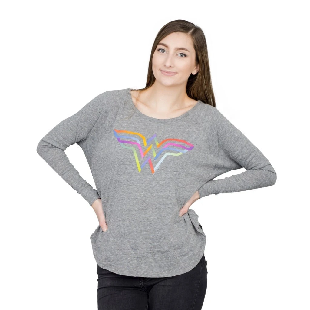 Junk Food Wonder Woman Rainbow Logo Long Sleeve T-Shirt Shirts / Tops 3 Junk Food Wonder Woman Rainbow Logo Long Sleeve T-Shirt Shirts / Tops
