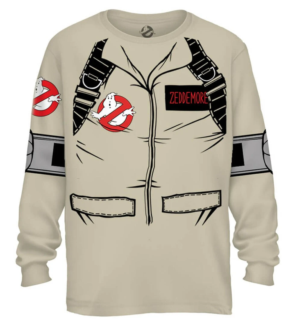 Mad Engine Men's Shirts Zeddemore Long Sleeve Costume T-Shirt With Back Print 1 Mad Engine Men's Shirts Zeddemore Long Sleeve Costume T-Shirt With Back Print