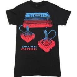 TVStoreOnline Atari Video Game Console And Joysticks Adult Black T-Shirt