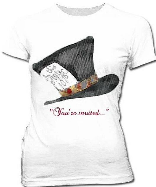 Life Clothing Mad Hatter You're Invited Juniors T-shirt 1 Life Clothing Mad Hatter You're Invited Juniors T-shirt