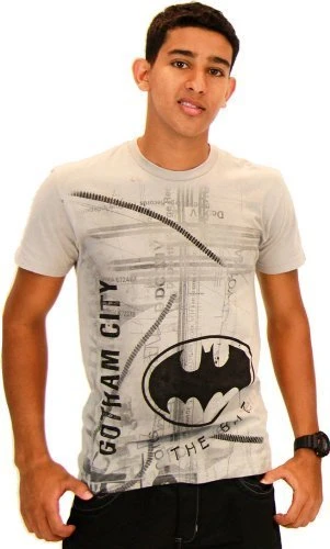 Trevco Batman Let It Rain Silver Mens T-Shirt 1 Trevco Batman Let It Rain Silver Mens T-Shirt
