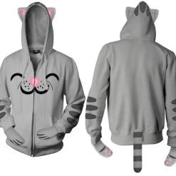 Ripple Junction Soft Kitty Gray Mens Hooded Sweatshirt Hoodie With Ears Hoodies