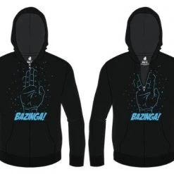 Ripple Junction Bazinga Spock Hand Adult Black Zip Up Hoodie Sweatshirt