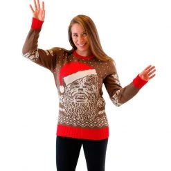 Junk Food Chewbacca Big Face With Santa Hat Ugly Christmas Sweater Sweaters & Sweatshirts