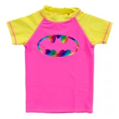 Ingear Fashions Batman Batgirl Spectrum Bat Short Sleeve Girls Rash Guard Swimsuits / Shorts