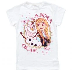 Mighty Fine Youth Shirts Disney Frozen Anna And Olaf White T-Shirt