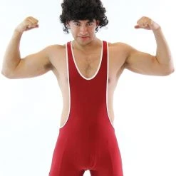 Costume Agent High School Gym Wrestling Team Wrestler Uniform Costume Singlet & Wig