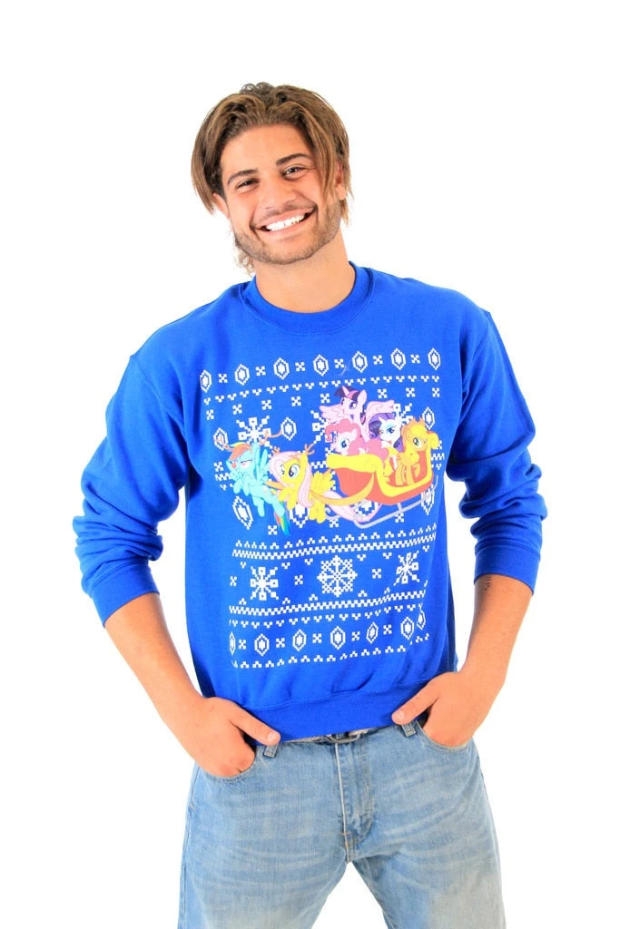 Mighty Fine Sweaters & Sweatshirts My Little Pony Group Sleigh Ride Snowflakes Sweatshirt 1 Mighty Fine Sweaters & Sweatshirts My Little Pony Group Sleigh Ride Snowflakes Sweatshirt