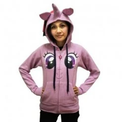 Mighty Fine Twilight Sparkle Face Lilac Costume Hoodie With Mane & Horn