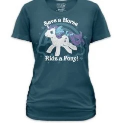 Mighty Fine Save A Horse Ride A Pony Juniors Azure T-shirt