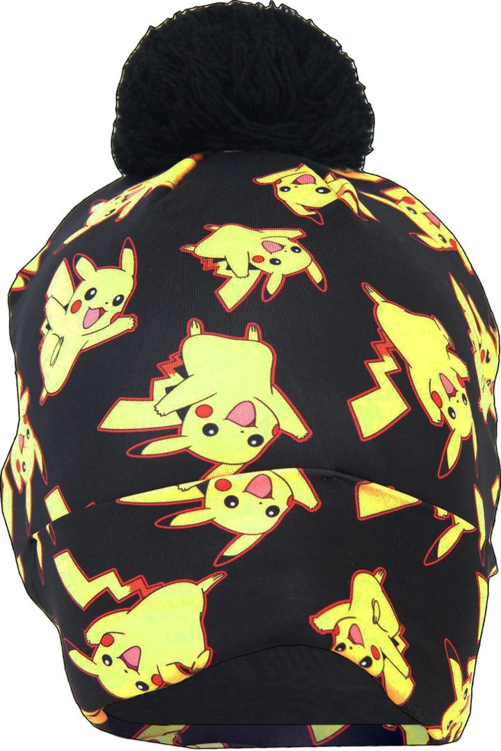 Bioworld Beanies Pikachu Pattern Black Pom Beanie 2 Bioworld Beanies Pikachu Pattern Black Pom Beanie