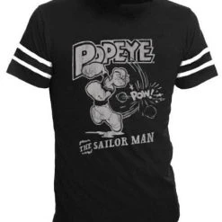 Life Clothing Popeye The Sailorman Pow Black With Striped Sleeves T-shirt Shirts / Tops