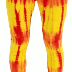 Costume Agent Red And Yellow Tie-Dye Wrestling Legging Tights Pants Leggings