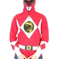 Mighty Fine Hoodies I Am Red Ranger Full Zip Costume Hoodie Sweatshirt