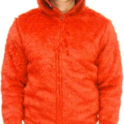 Mighty Fine Elmo Red Faux Fur Full Zip Hoodie Jacket