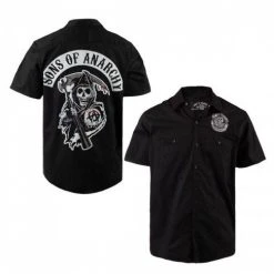 Changes Men's Shirts SOA Classic Reaper Patch Button Up Workshirt