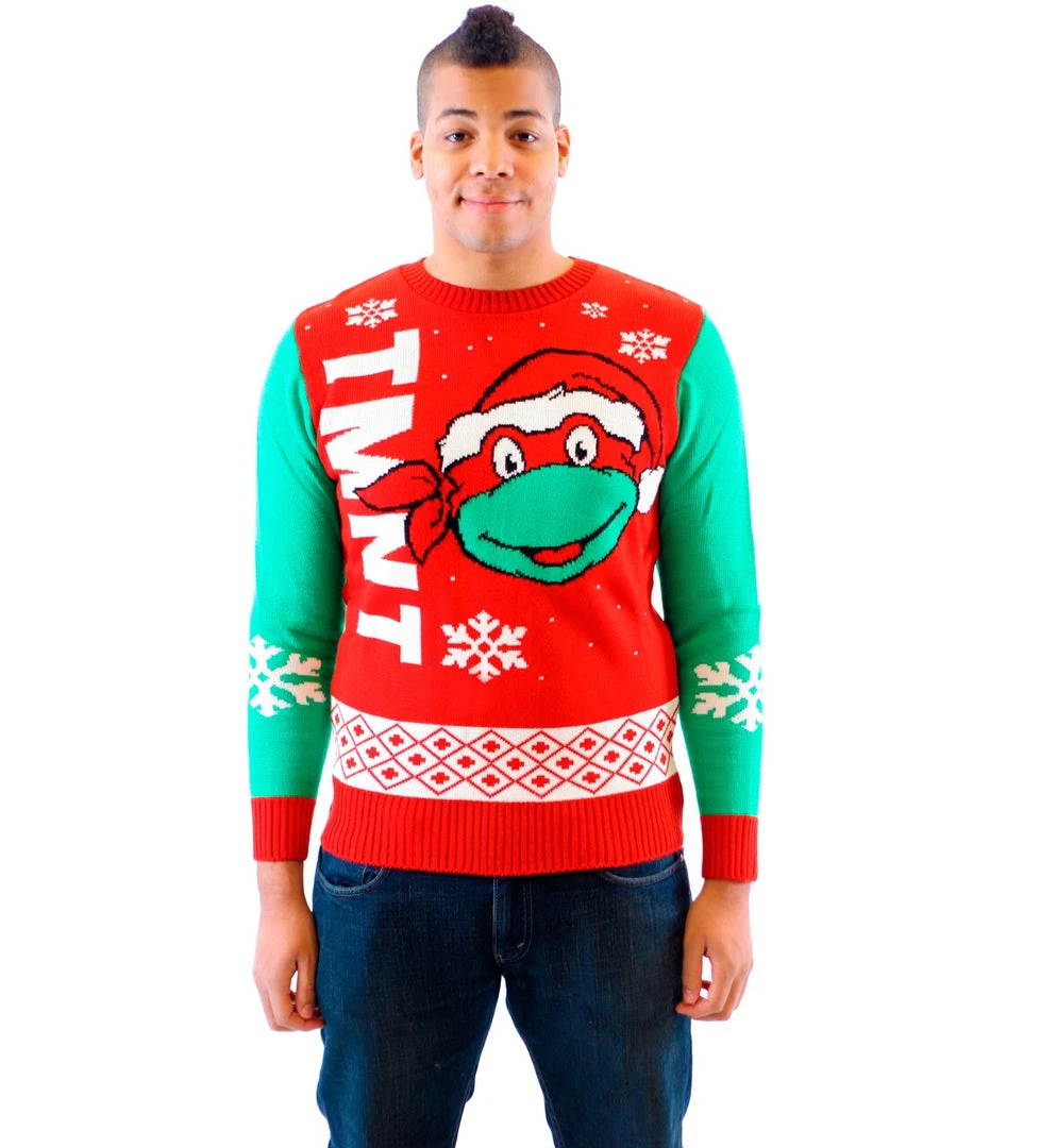 Junk Food Sweaters & Sweatshirts TMNT Big Turtle Face Ugly Christmas Sweater 1 Junk Food Sweaters & Sweatshirts TMNT Big Turtle Face Ugly Christmas Sweater