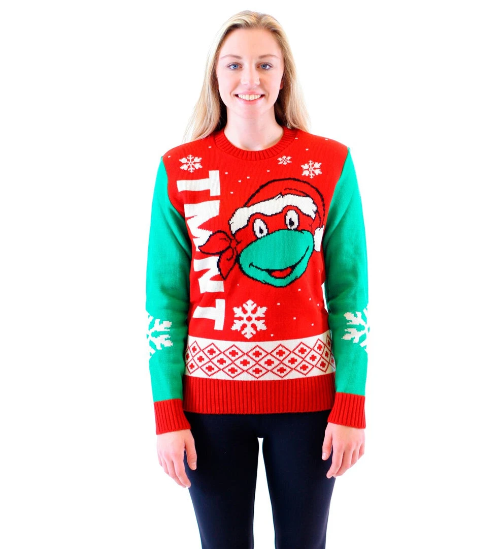 Junk Food Sweaters & Sweatshirts TMNT Big Turtle Face Ugly Christmas Sweater 2 Junk Food Sweaters & Sweatshirts TMNT Big Turtle Face Ugly Christmas Sweater