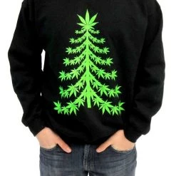 Costume Agent Ugly Christmas Marijuana Christmas Tree Sweatshirt Sweaters & Sweatshirts