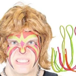 Costume Agent Ultimate Warrior Makeup Temporary Tattoo Wig And Armbands Costume Set Wigs
