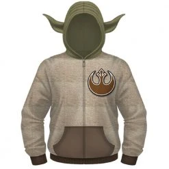 Mad Engine Sweaters & Sweatshirts Yoda Adult Sand Zip Up Hoodie Sweatshirt
